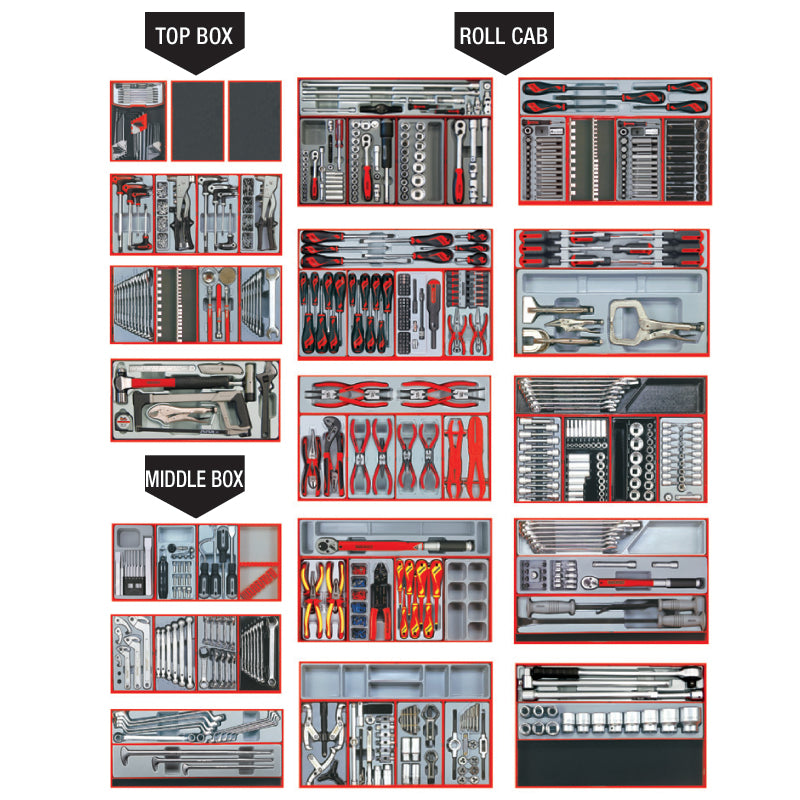 TENG TOOLS 26&quot; PRO Mega Master TT Tool Kit 1001 Pieces Red - TCMM1001N
