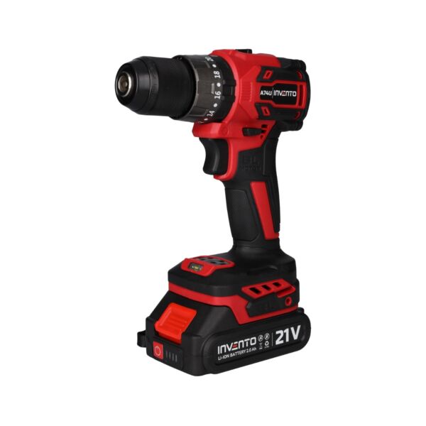 Cordless Impact Drill 3/8&quot; INVENTO A74U - Set in a Case + 2 Ah Battery + 4 Ah Battery + Charger