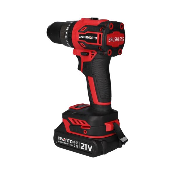 Cordless Impact Drill 3/8&quot; INVENTO A74U - Set in a Case + 2 Ah Battery + 4 Ah Battery + Charger