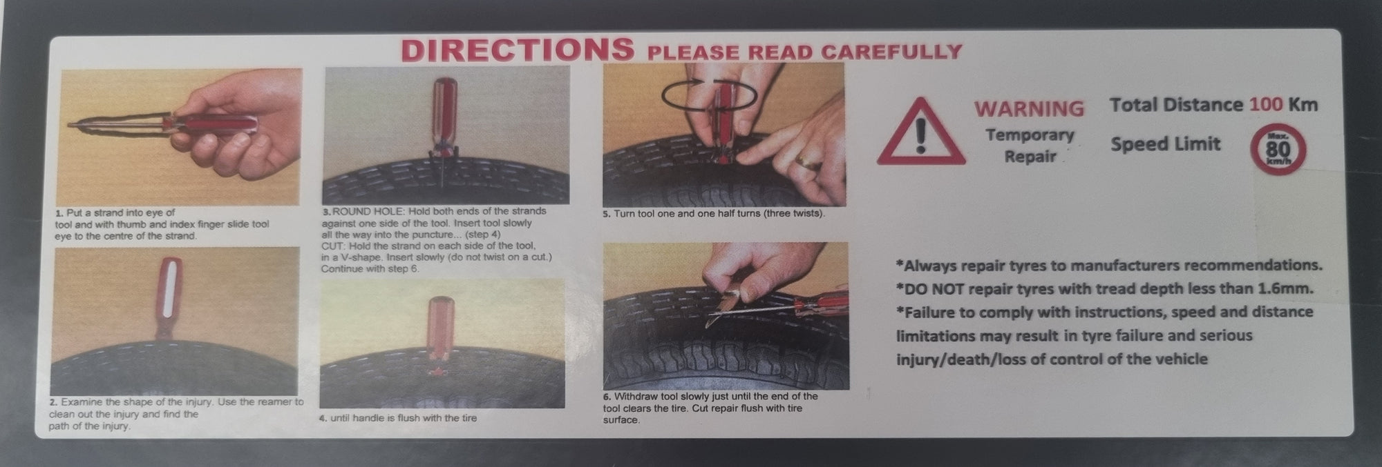 PITZONE TUBELESS PUNCTURE REPAIR KIT (20 REPAIRS + TOOLS)