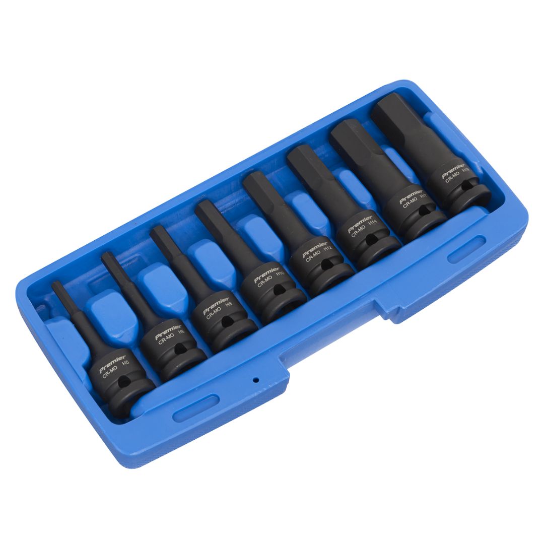 SEALEY IMPACT HEX SOCKET BIT SET 8PC 1/2" SQ