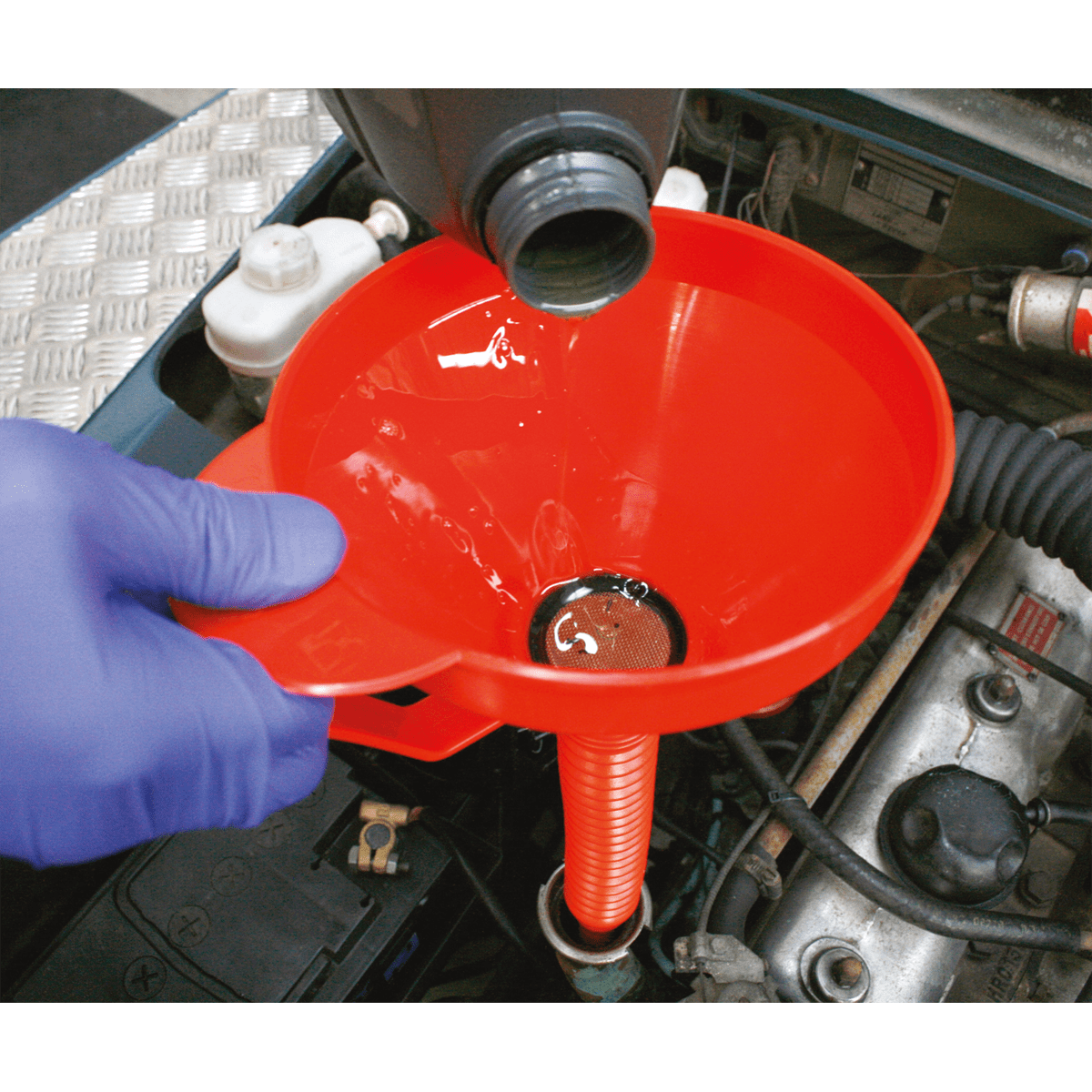 SEALEY FUNNEL WITH FLEXIBLE SPOUT & FILTER