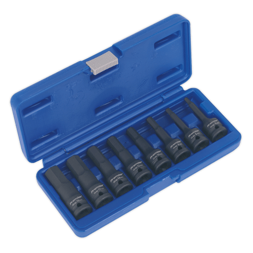 SEALEY IMPACT HEX SOCKET BIT SET 8PC 1/2" SQ