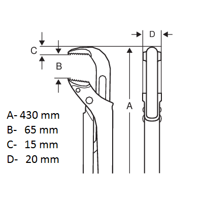 BAHCO 1420 ERGO Pipe Wrench 65mm Jaw Capacity Alloy Steel  430mm