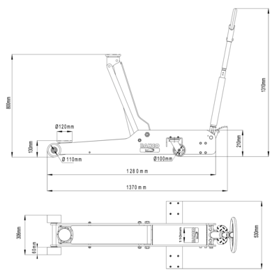 BAHCO BH13000L 3T Long Body Extra High Elevation Trolley Jack