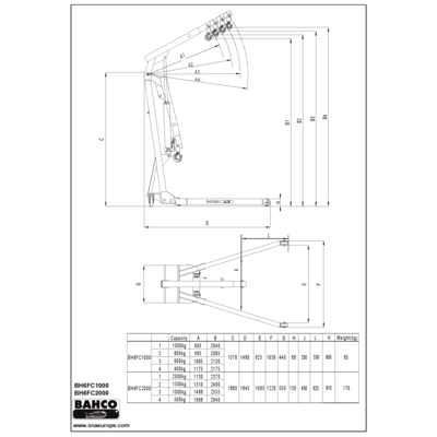 BAHCO BH6FC1000 1T Foldable Crane