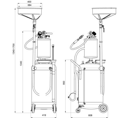 Bahco 3 in 1 oil drainer with inspection chamber capacity 90L
