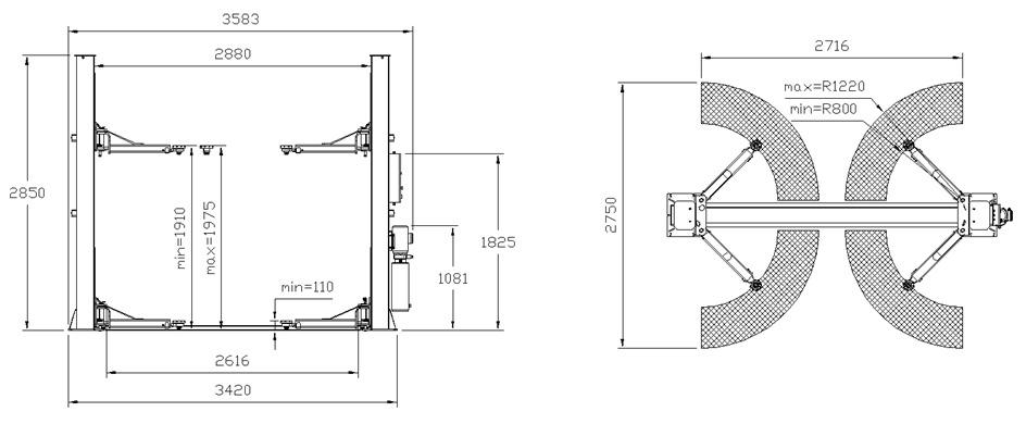 TWO POST LIFT 4 TON - RGE-U-T40E